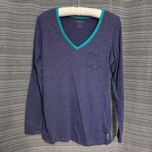 Columbia Long Sleeve V-Neck Cotton Tee Purple Medium